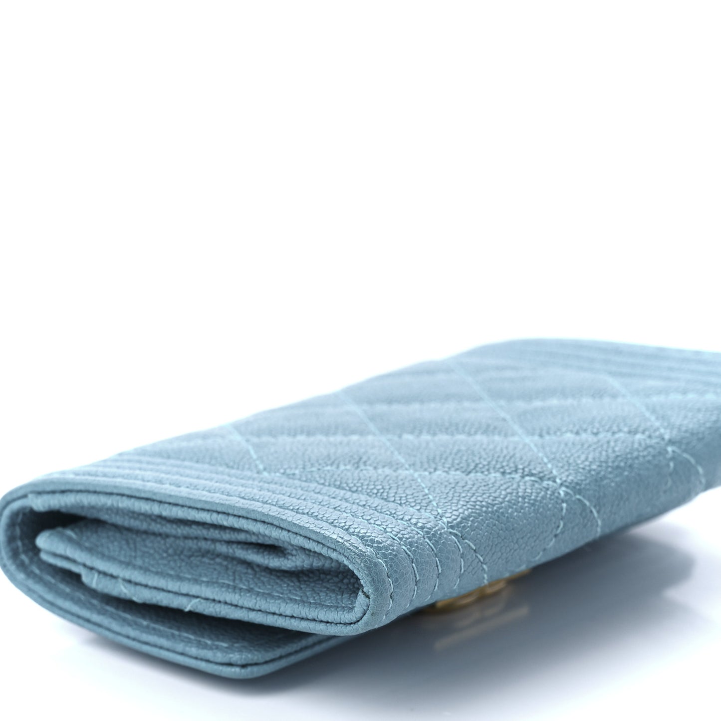 Caviar Quilted Boy Flap Card Holder Light Blue