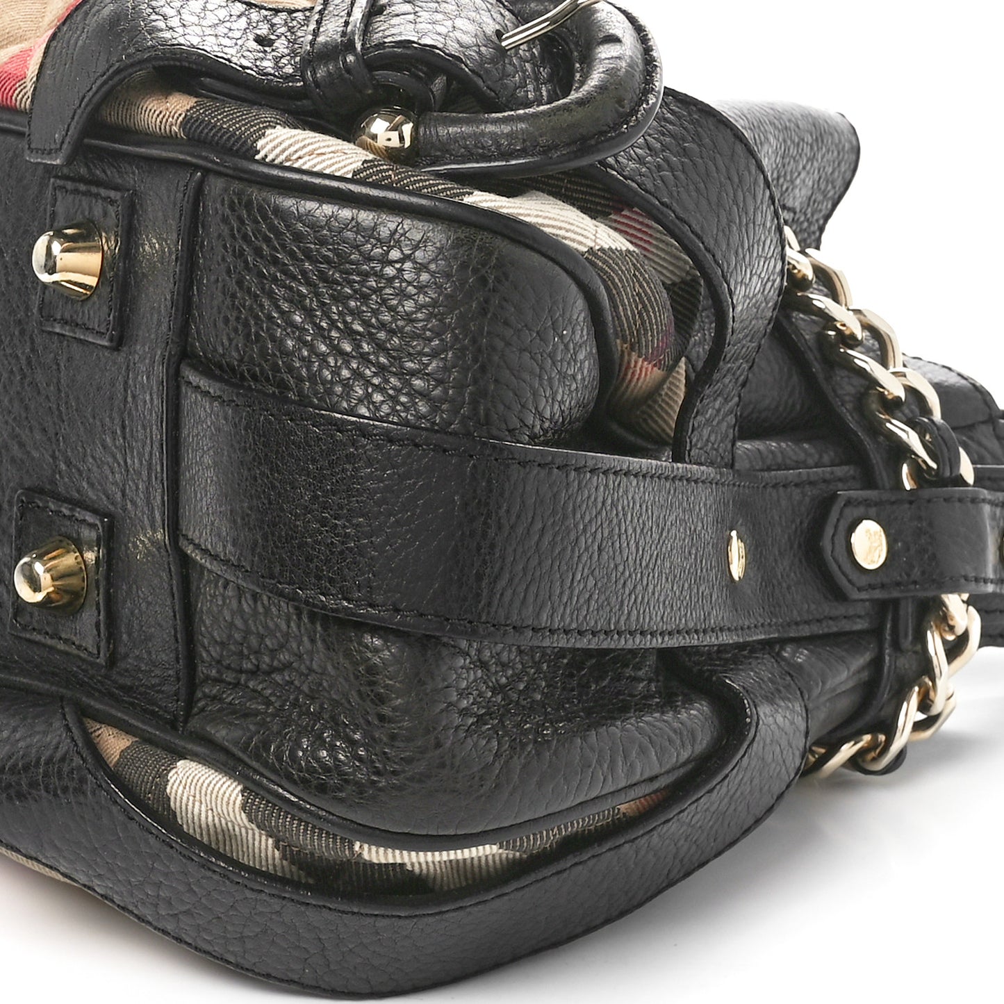 Grainy Calfskin House Check Margaret Bag Black