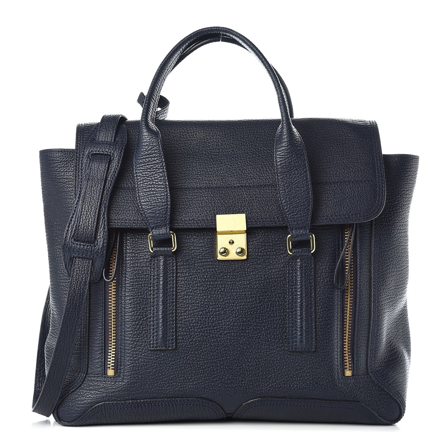 3.1 Textured Calfskin Large Pashli Satchel Ink