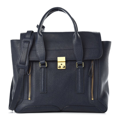 3.1 Phillip Lim 3.1 Textured Calfskin Large Pashli Satchel Ink 1 of 10