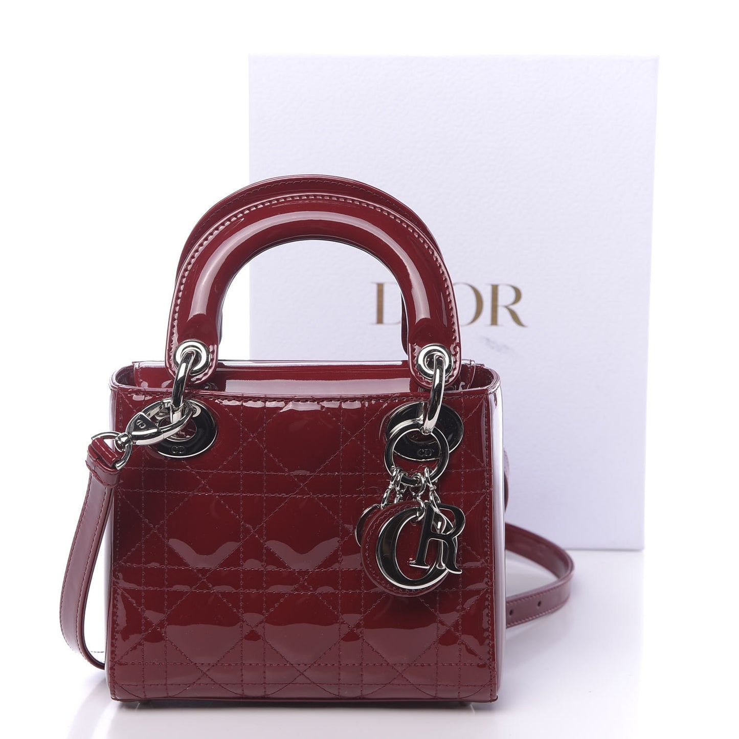 Patent Cannage Mini Lady Dior Red
