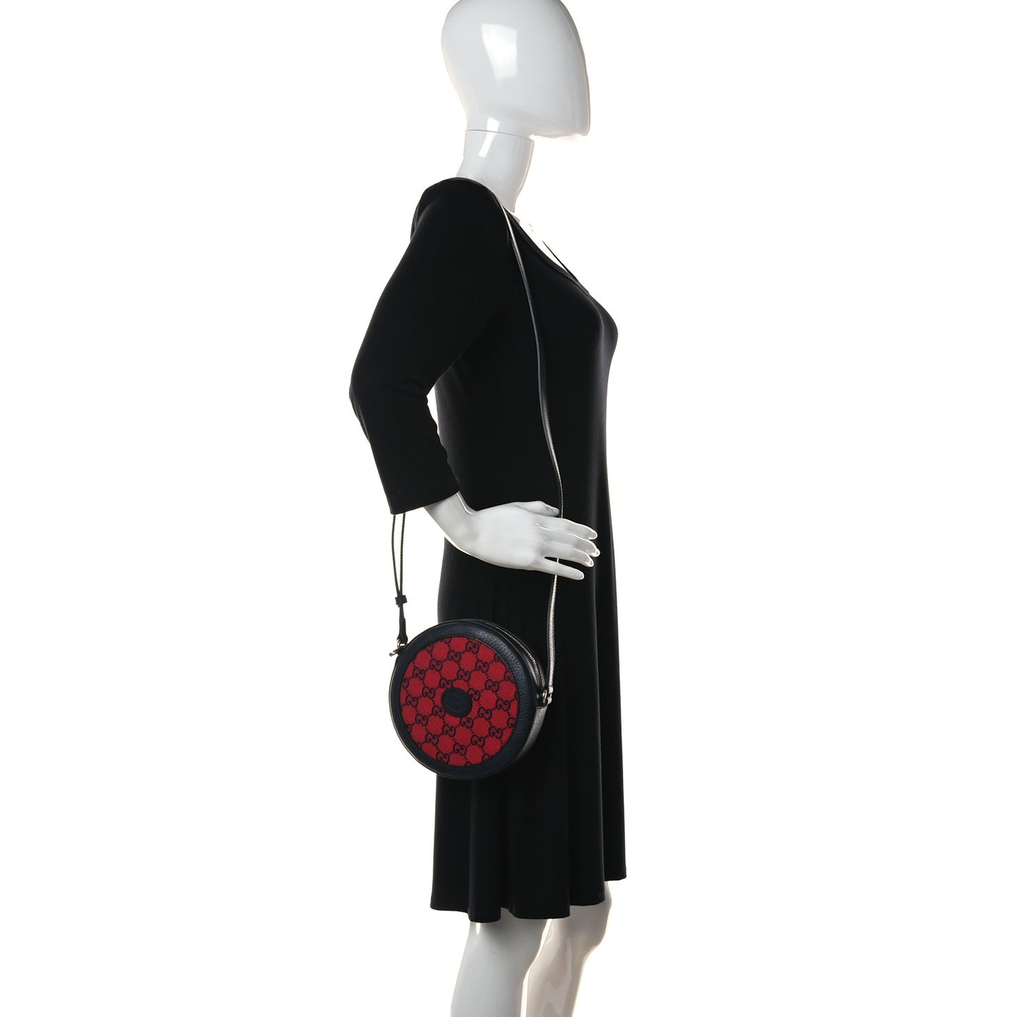 Monogram Multicolor Textured Calfskin Retro Interlocking G Round Shoulder Bag Red Blue