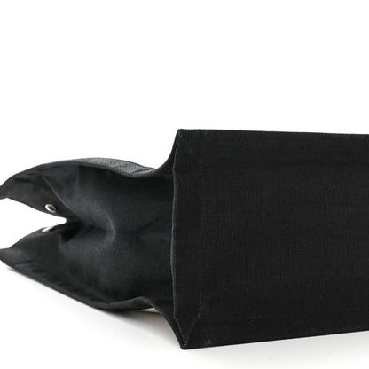 Saint Laurent Linen Calfskin Rive Gauche North South Tote White Black 8 of 10