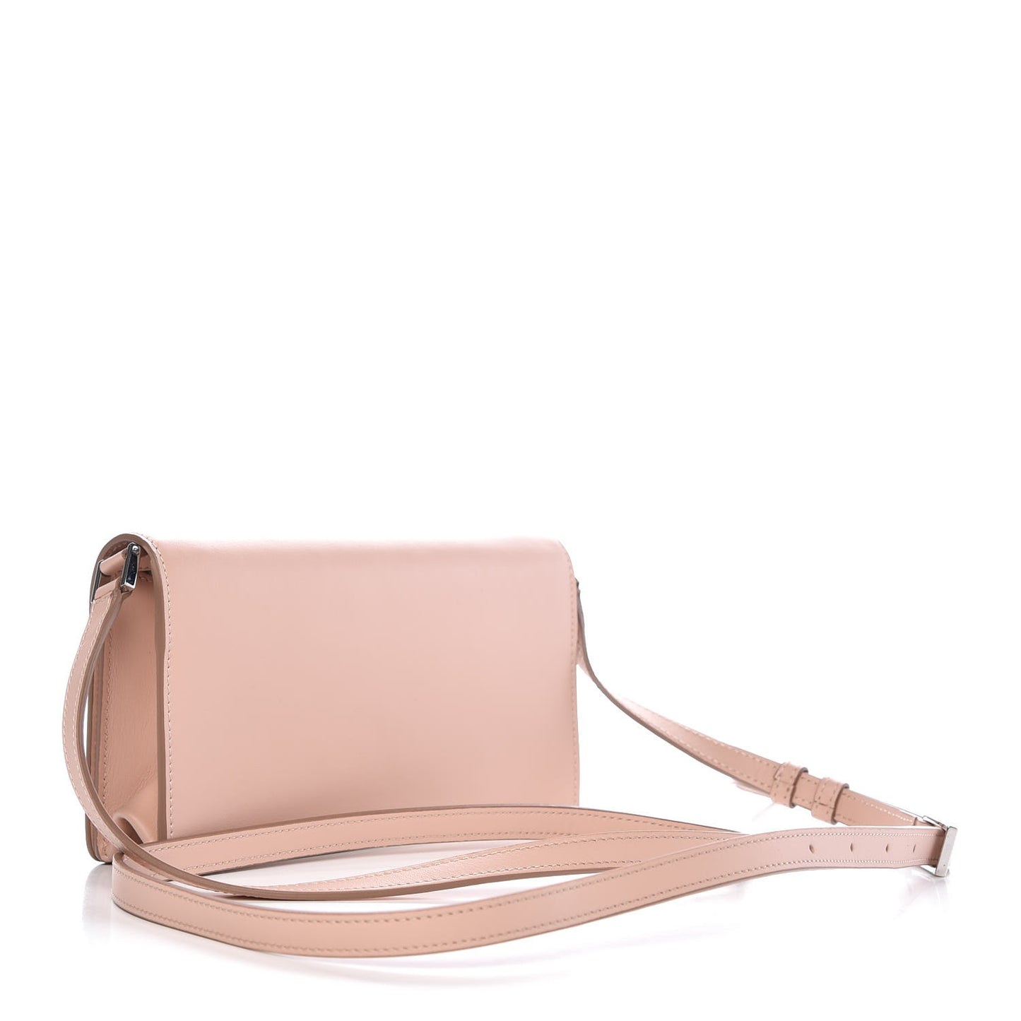 Calfskin Logo Debossed Crossbody Light Pink