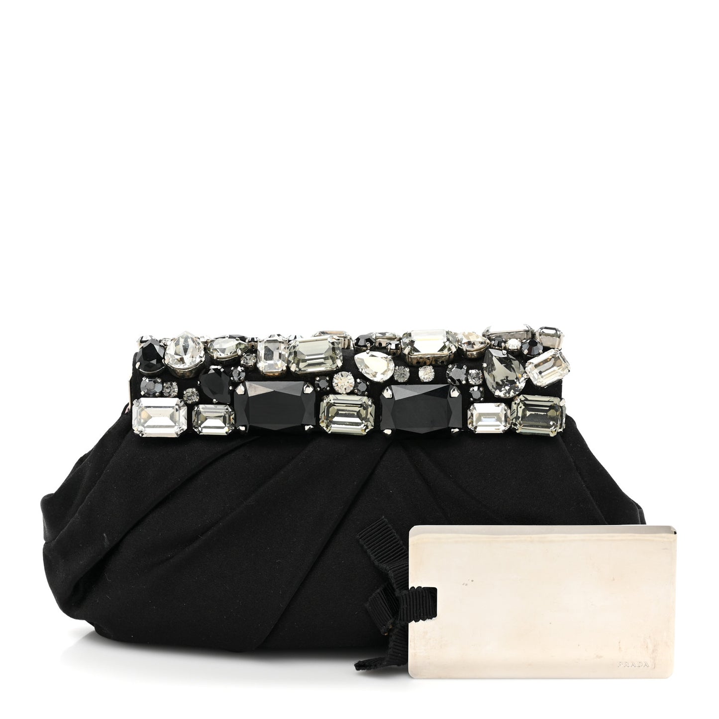 Satin Crystal Clutch Black