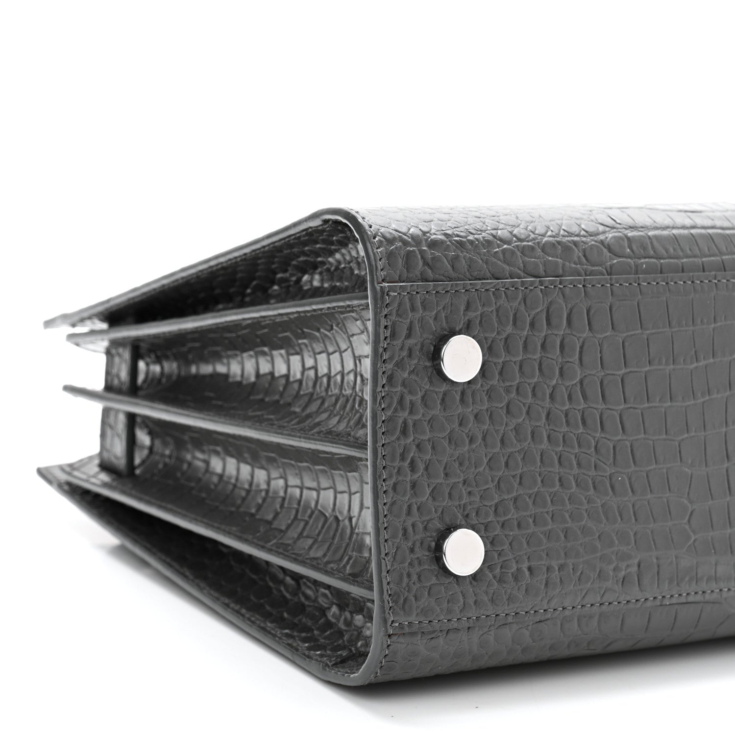 Saint Laurent Calfskin Crocodile Embossed Baby Sac De Jour Earth 9 of 11