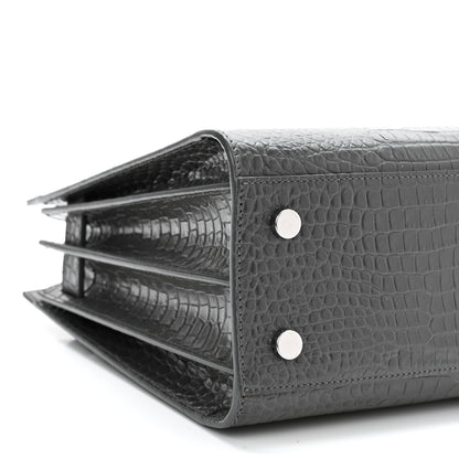 Saint Laurent Calfskin Crocodile Embossed Baby Sac De Jour Earth 9 of 11