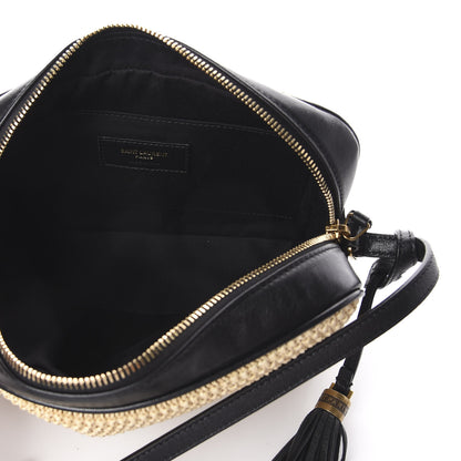 Saint Laurent Raffia Canvas Monogram Lou Camera Bag Beige Black 4 of 8