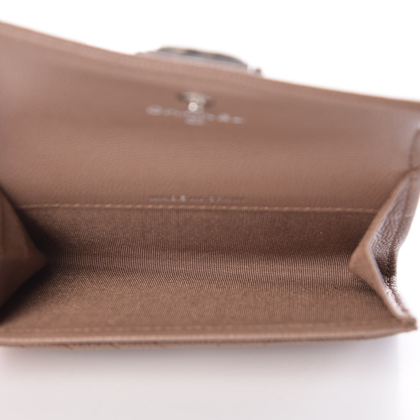 Caviar Chevron Quilted Boy Card Holder Wallet Dark Beige