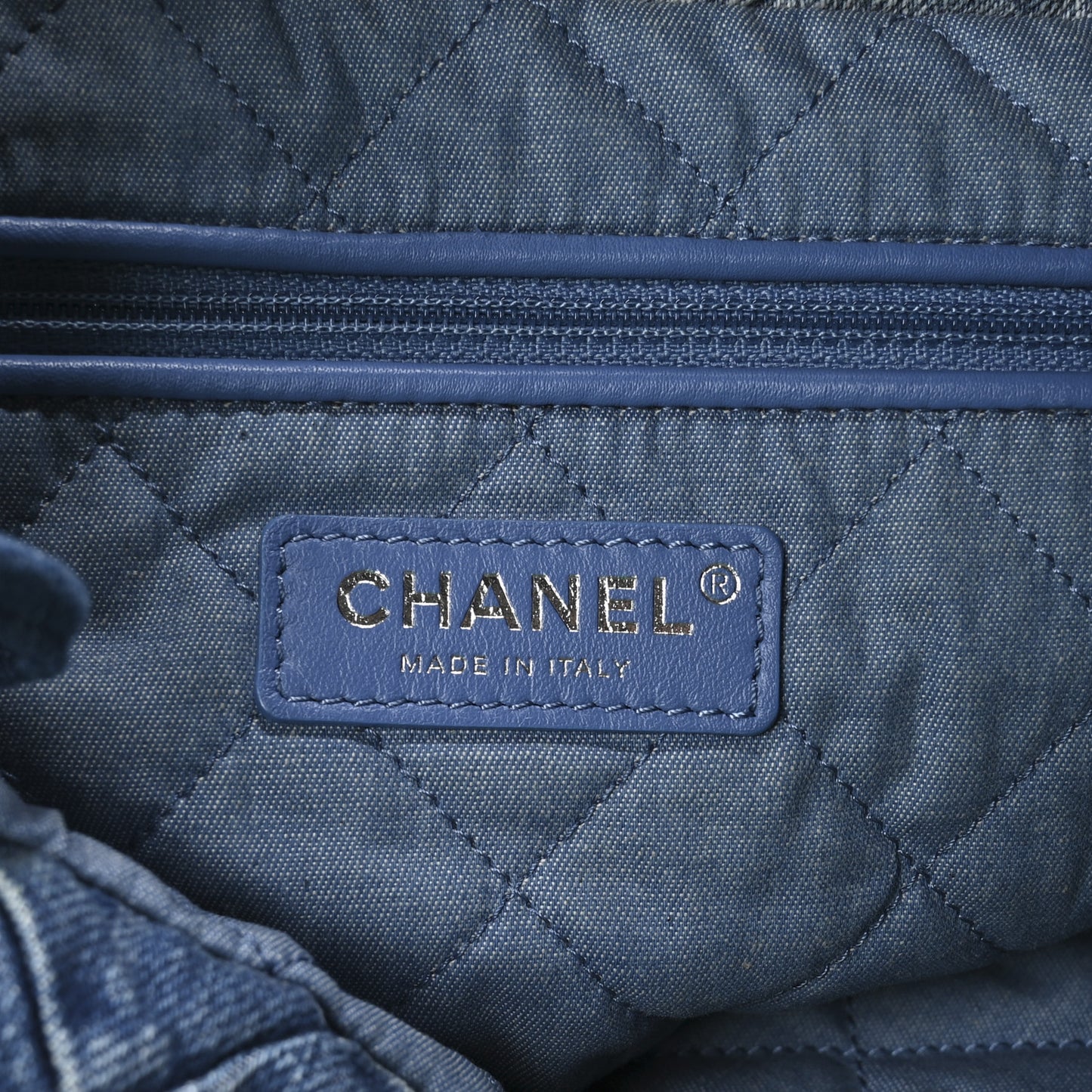 Denim Quilted Chanel 22 Blue
