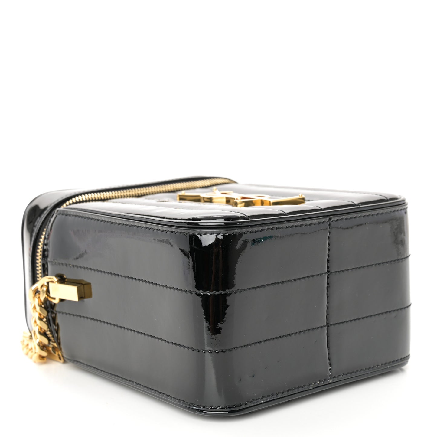 Patent Matelasse Monogram Vicky Vanity Black