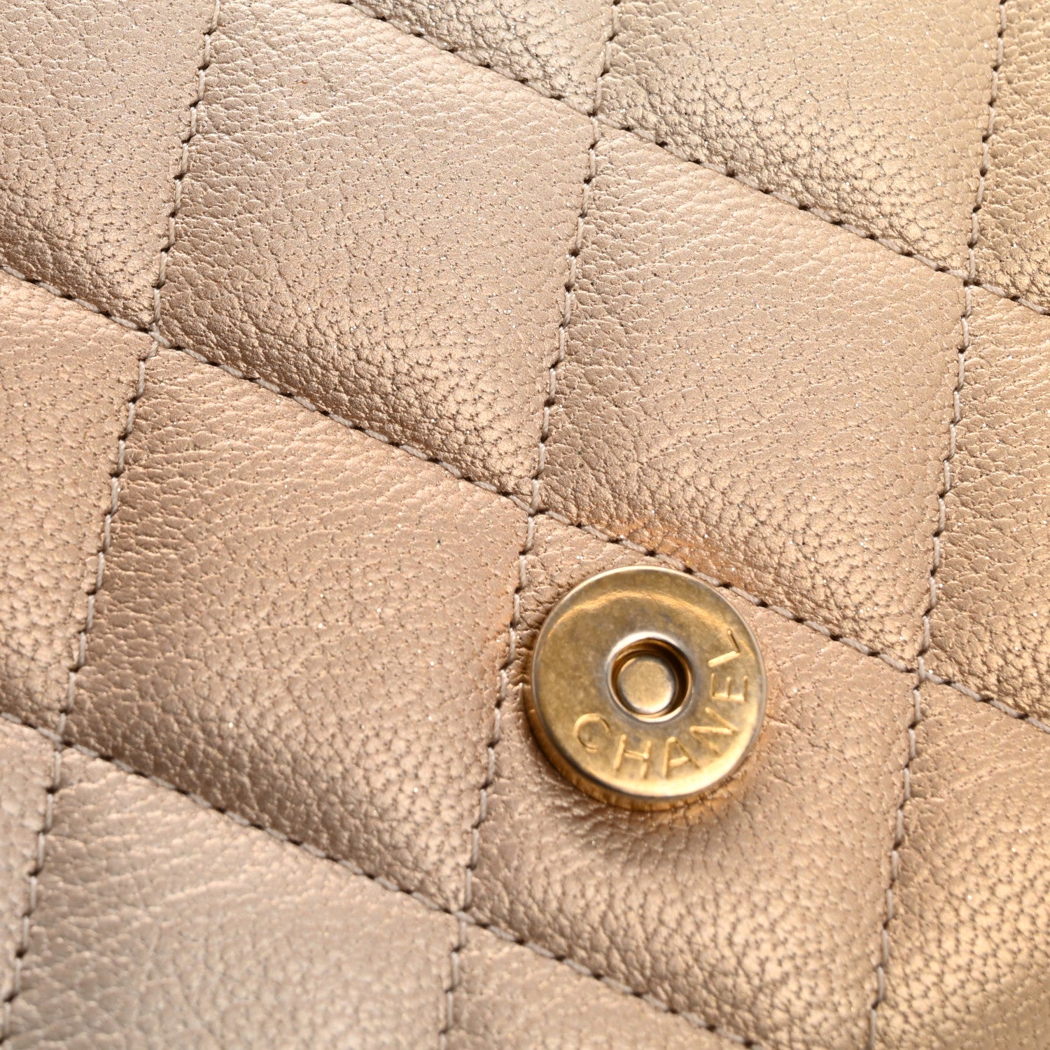 Chanel Metallic Goatskin Quilted Phone Holder Wallet on Removable Chain  Gold 15 of 19