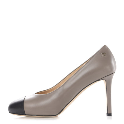 Chanel Lambskin Cap Toe CC Pumps 36.5 Grey Black 1 of 10