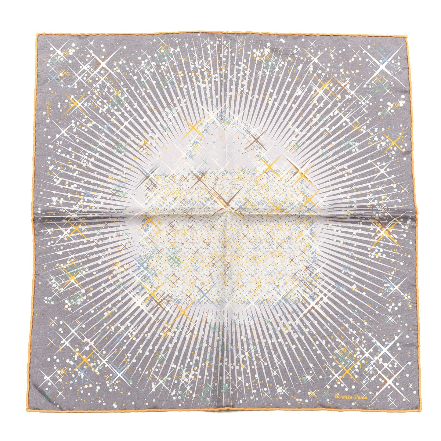 Silk Magic Kelly Pocket Square Scarf Gris Perle Soleil