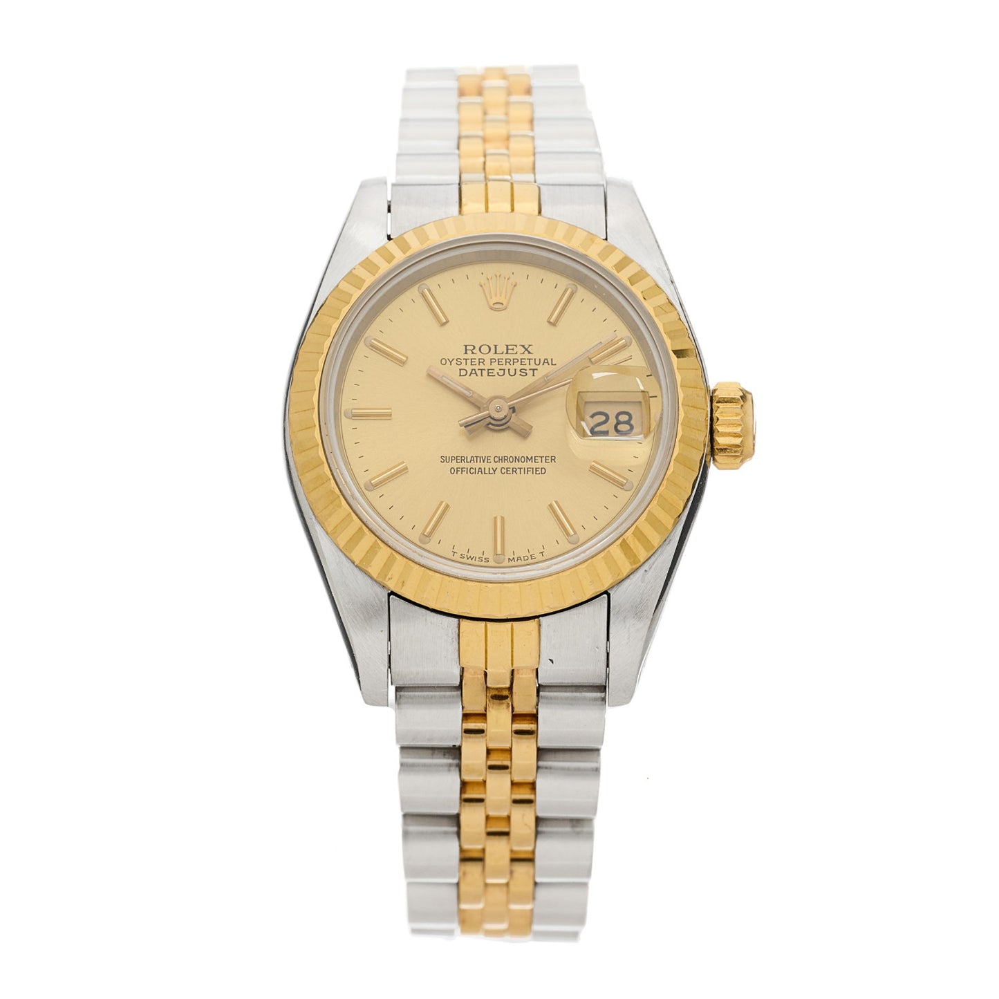 Stainless Steel 18K Yellow Gold 26mm Oyster Perpetual Datejust Watch Champagne 69173