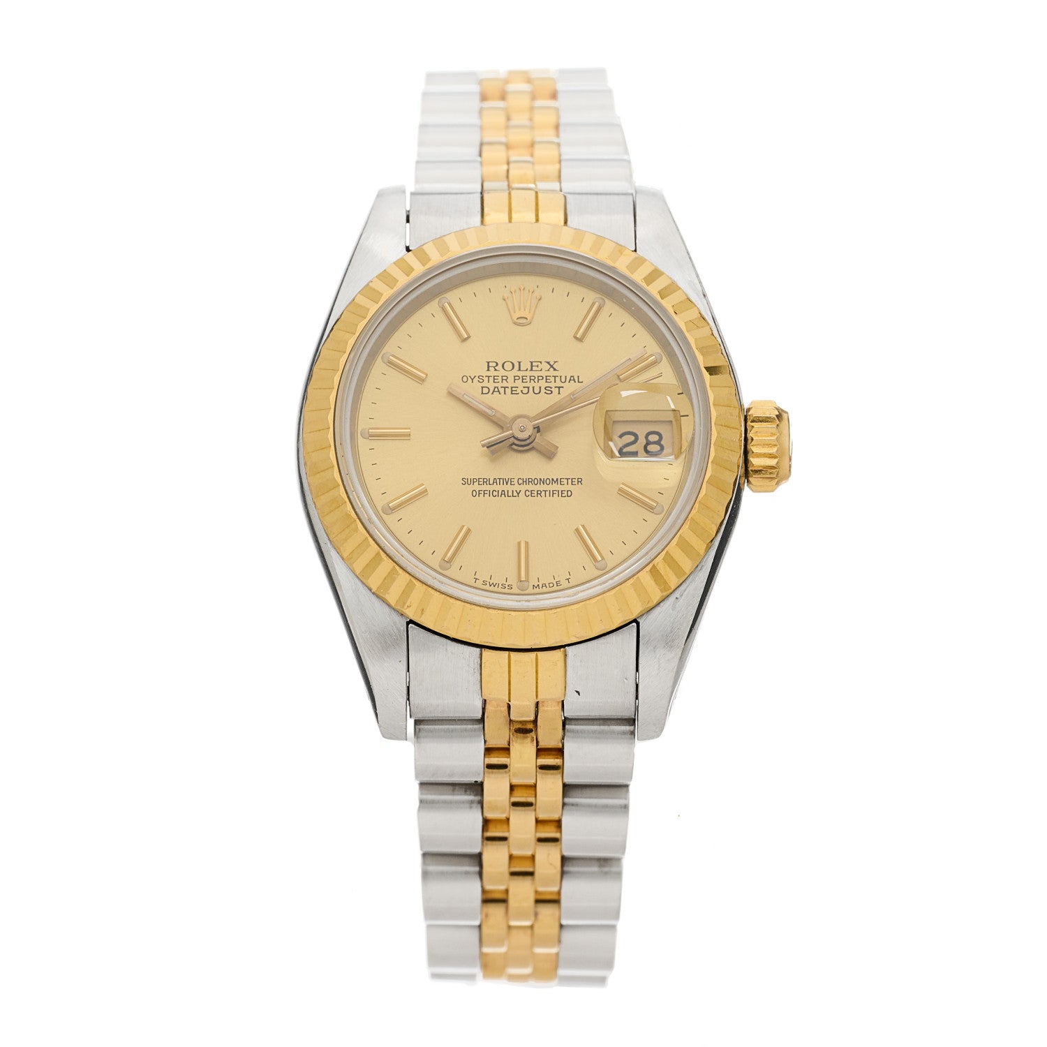 Rolex Stainless Steel 18K Yellow Gold 26mm Oyster Perpetual Datejust Watch Champagne 69173 1 of 4