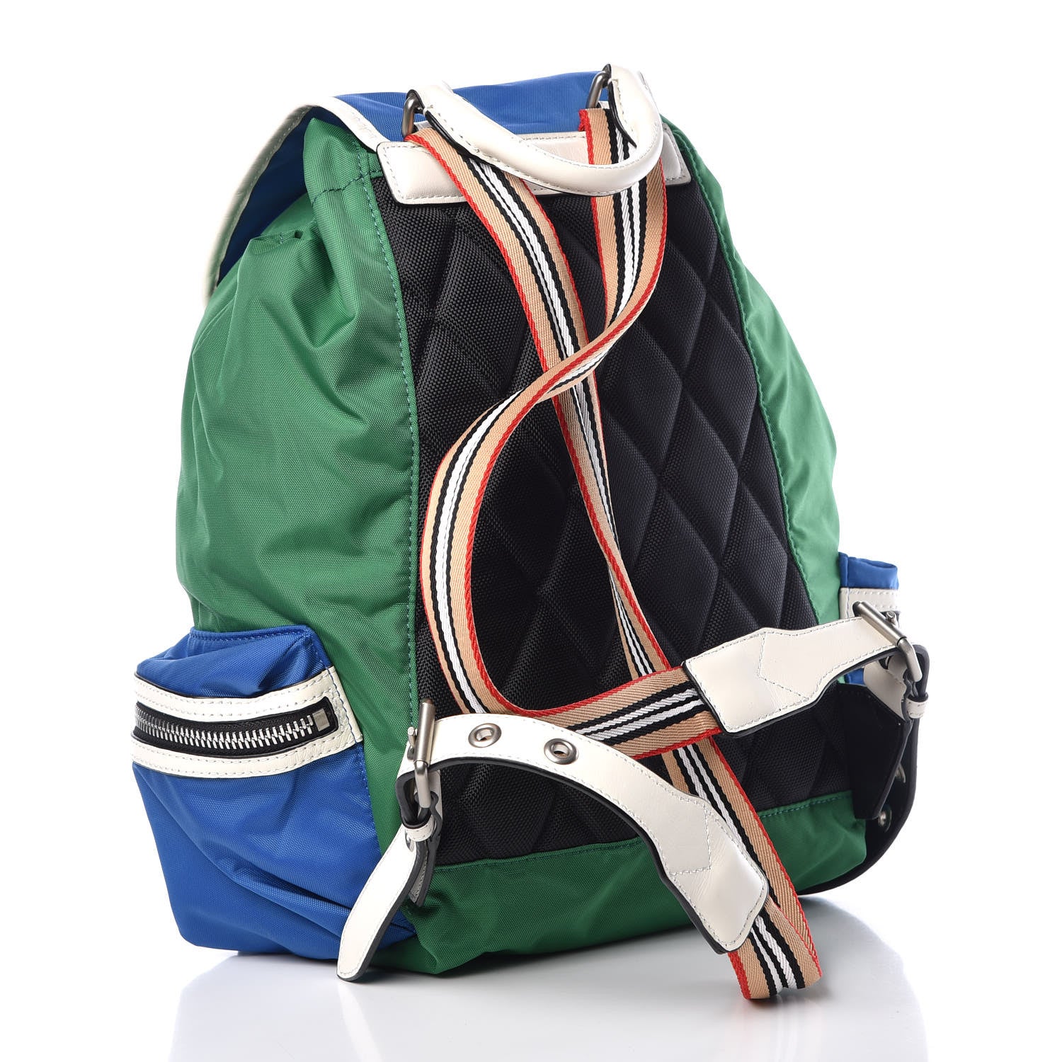 Burberry Nylon Medium Colorblock Rucksack Backpack Green Blue
