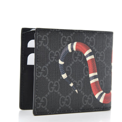 Gucci GG Supreme Monogram Kingsnake Nice Bi-Fold Wallet Black Grey 3 of 6