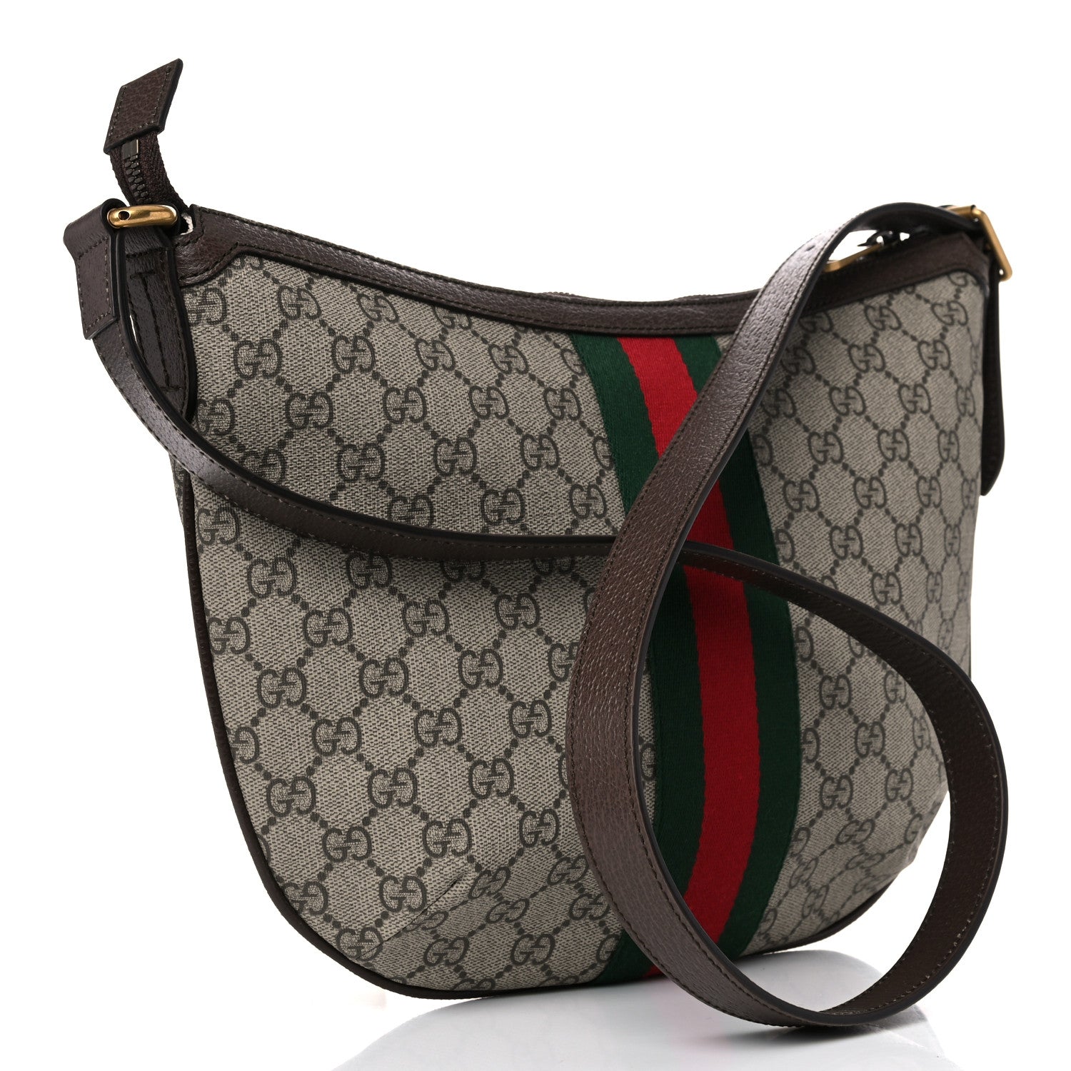Gucci GG Supreme Monogram Web Small Ophidia Half Moon Hobo Brown 3 of 11