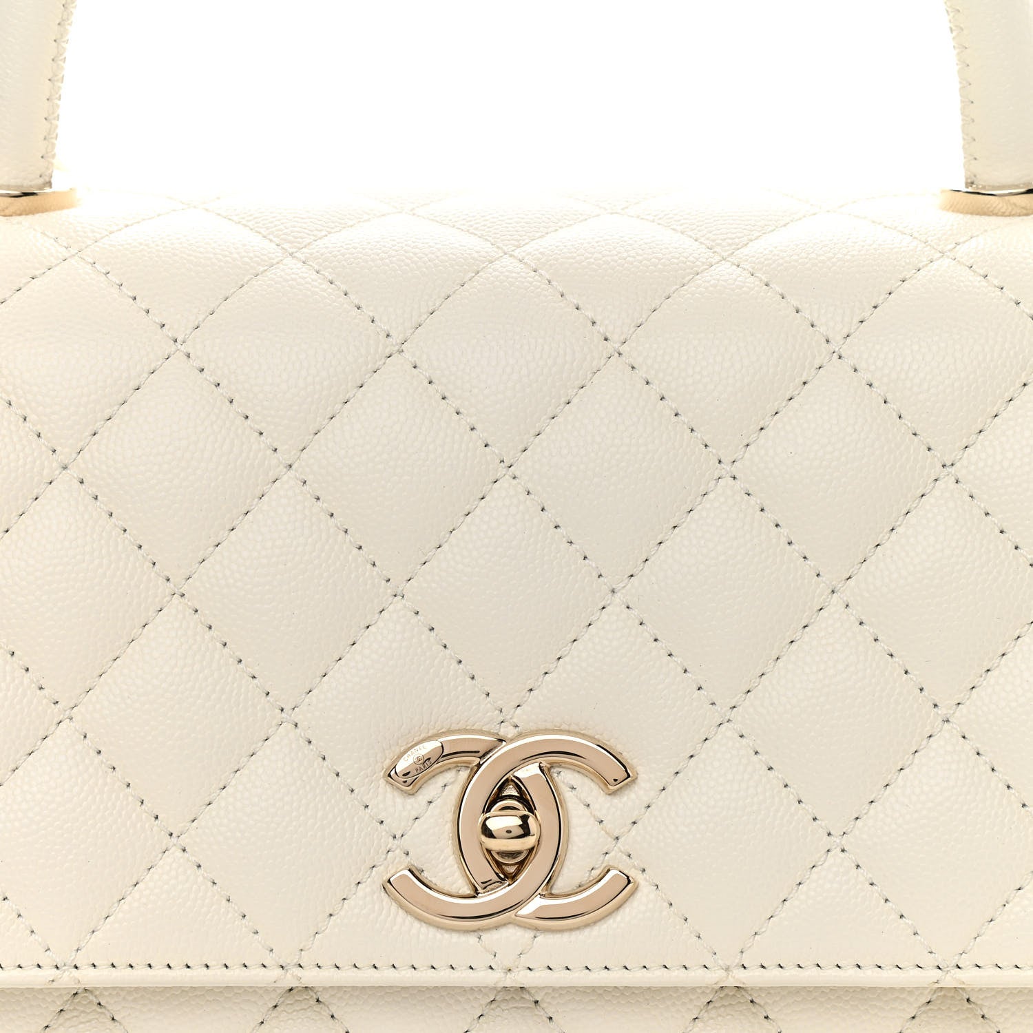 Chanel Caviar Quilted Small Coco Handle Flap White 8 of 11
