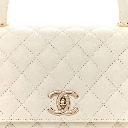 Chanel Caviar Quilted Small Coco Handle Flap White 8 of 11