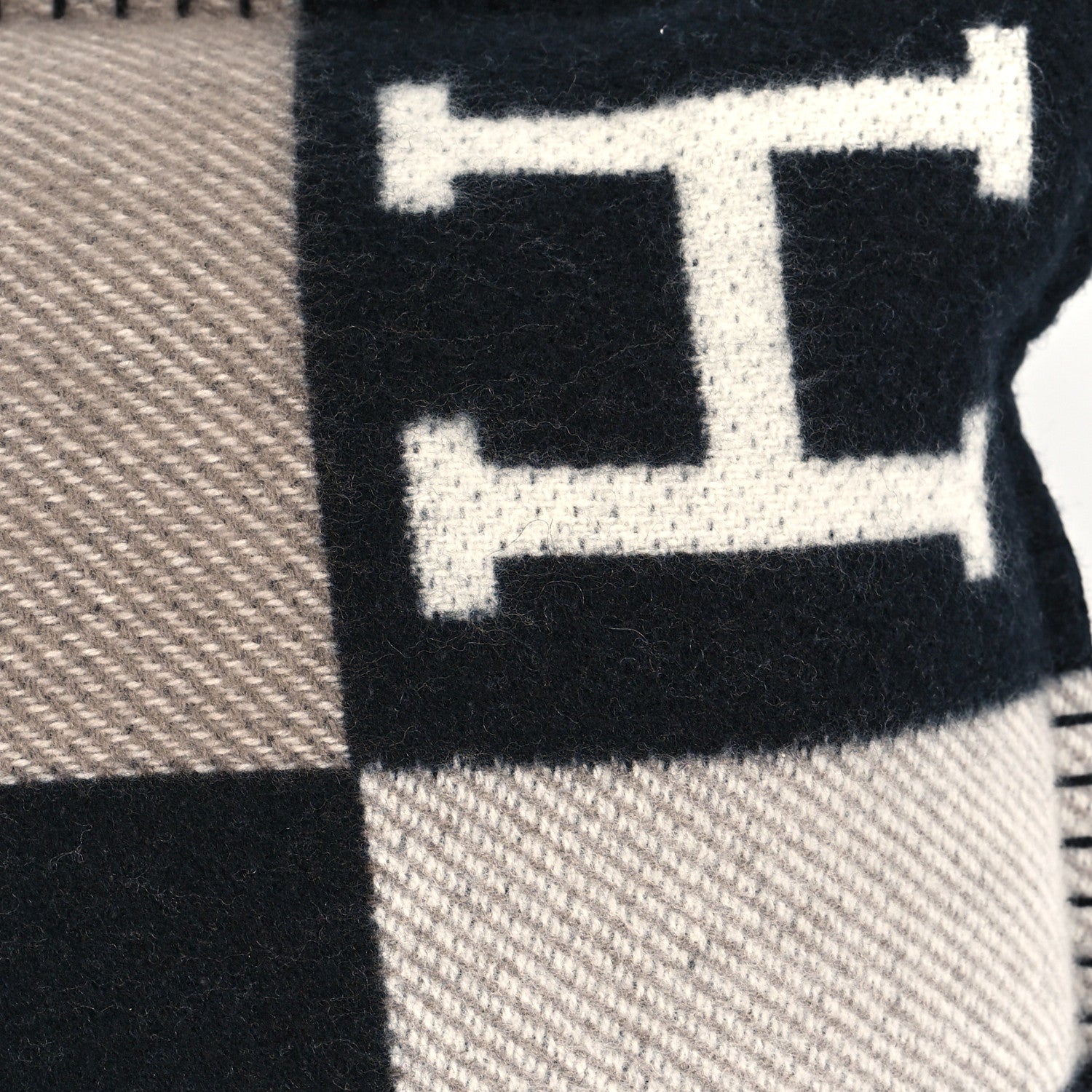 Hermes Wool Cashmere Avalon III Pillow PM Ecru Black 4 of 4