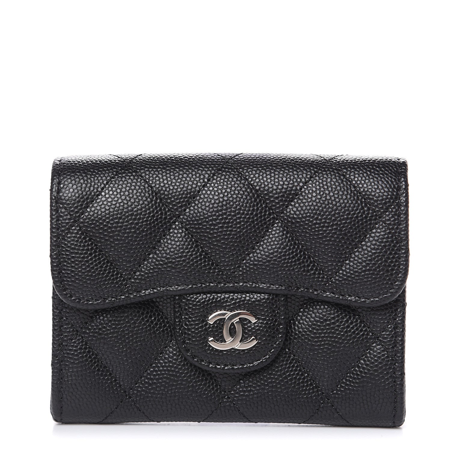 Chanel Caviar Quilted Flap Card Holder Wallet Black 1 of 8