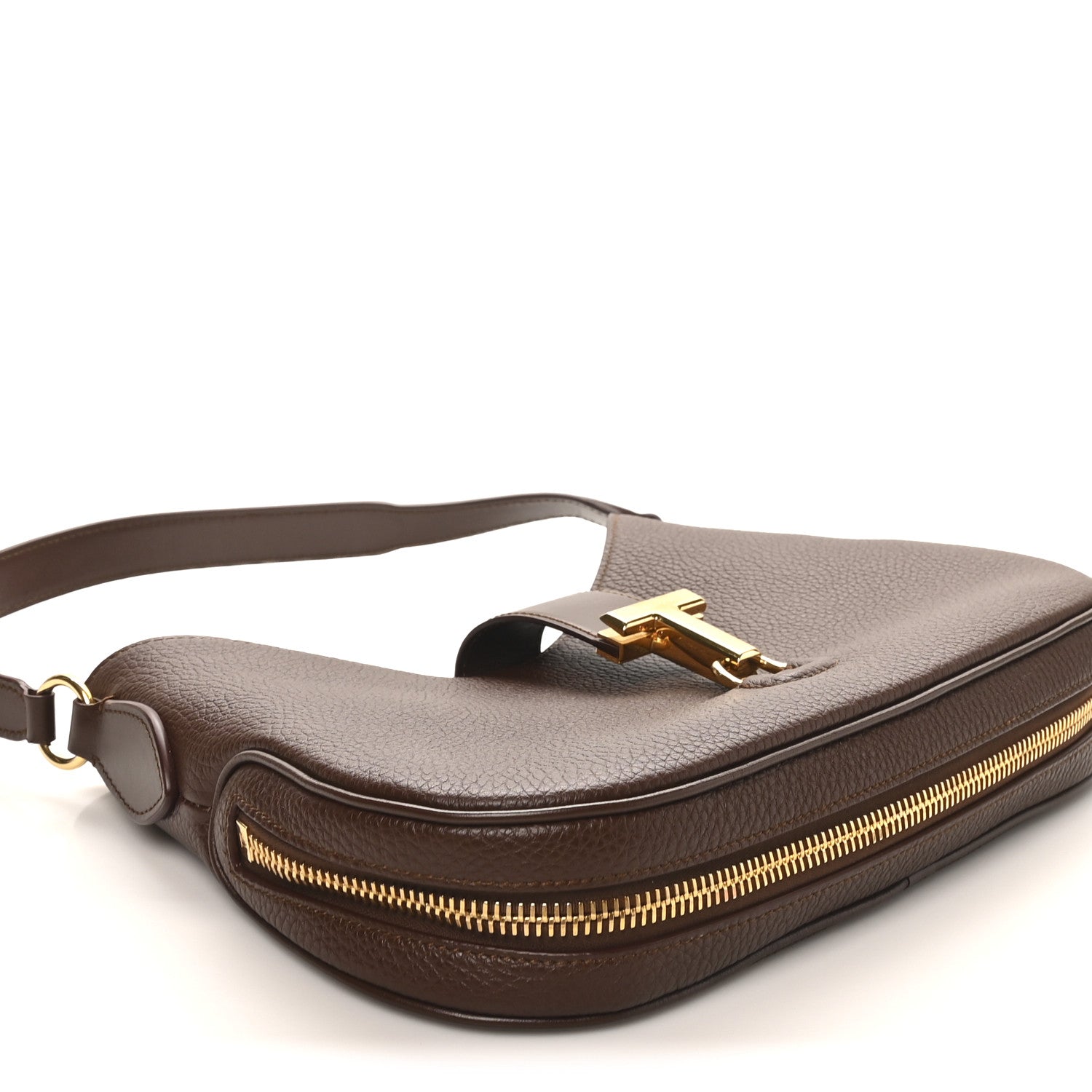 Tom Ford Pebbled Calfskin Monarch Hobo Bag Saddle Brown 4 of 9