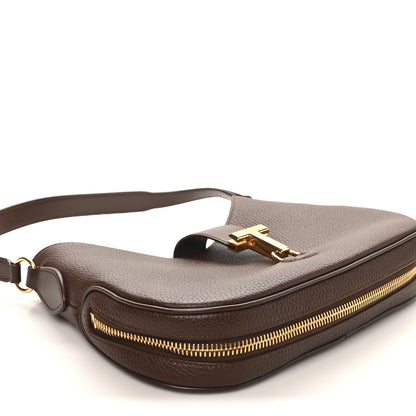 Tom Ford Pebbled Calfskin Monarch Hobo Bag Saddle Brown 4 of 9