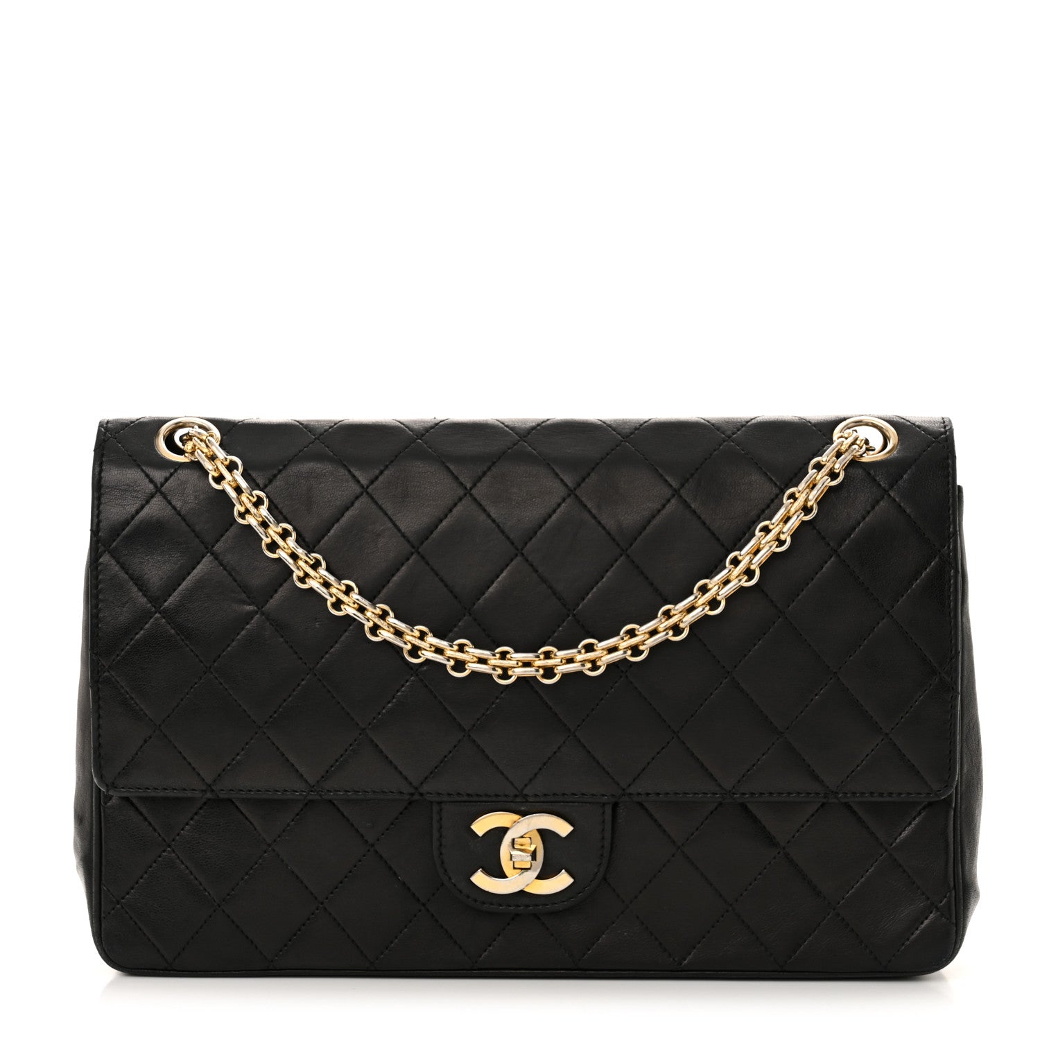 Chanel Lambskin Quilted Medium Double Flap Bijoux Chain Black 1 of 12