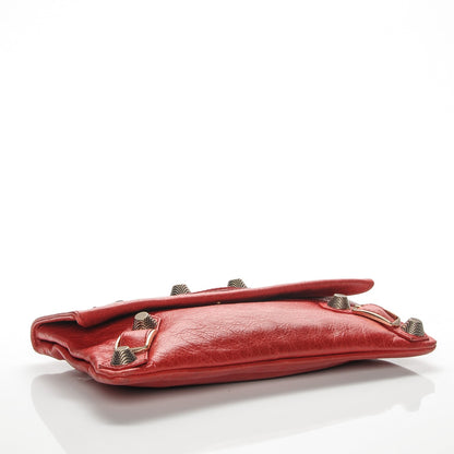 Balenciaga Agneau Giant 21 Rose Gold Hardware Envelope Clutch Rouge Coquelicot 4 of 8