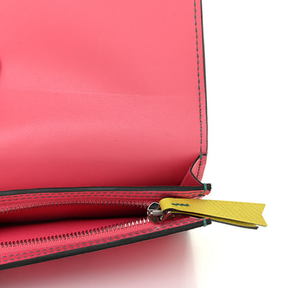 Hermes Epsom Camail Long Wallet Rose Azalee Malachite Lime 5 of 7