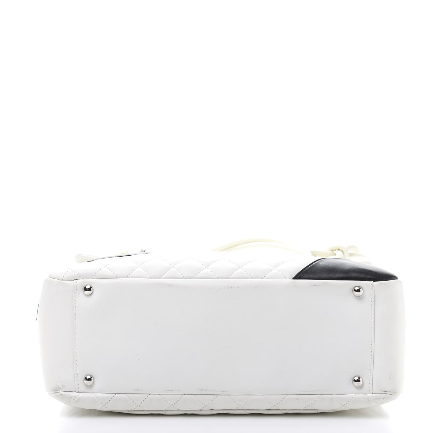 Calfskin Quilted Large Cambon Flap White Black