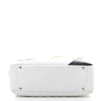 Chanel Calfskin Quilted Large Cambon Flap White Black 7 of 13