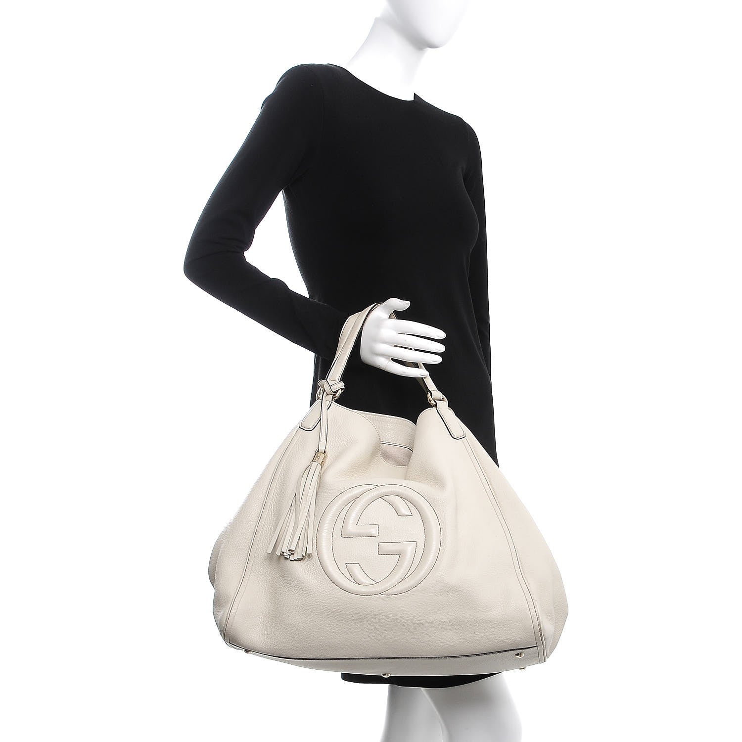 Gucci Pebbled Calfskin Large Soho Shoulder Bag Off White 2 of 15