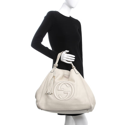 Gucci Pebbled Calfskin Large Soho Shoulder Bag Off White 2 of 15