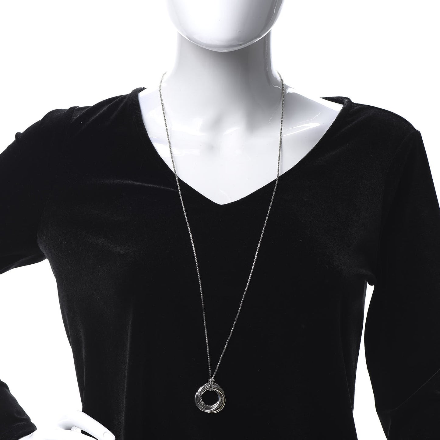 Sterling Silver 14K Yellow Gold 28mm Crossover Pendant Necklace