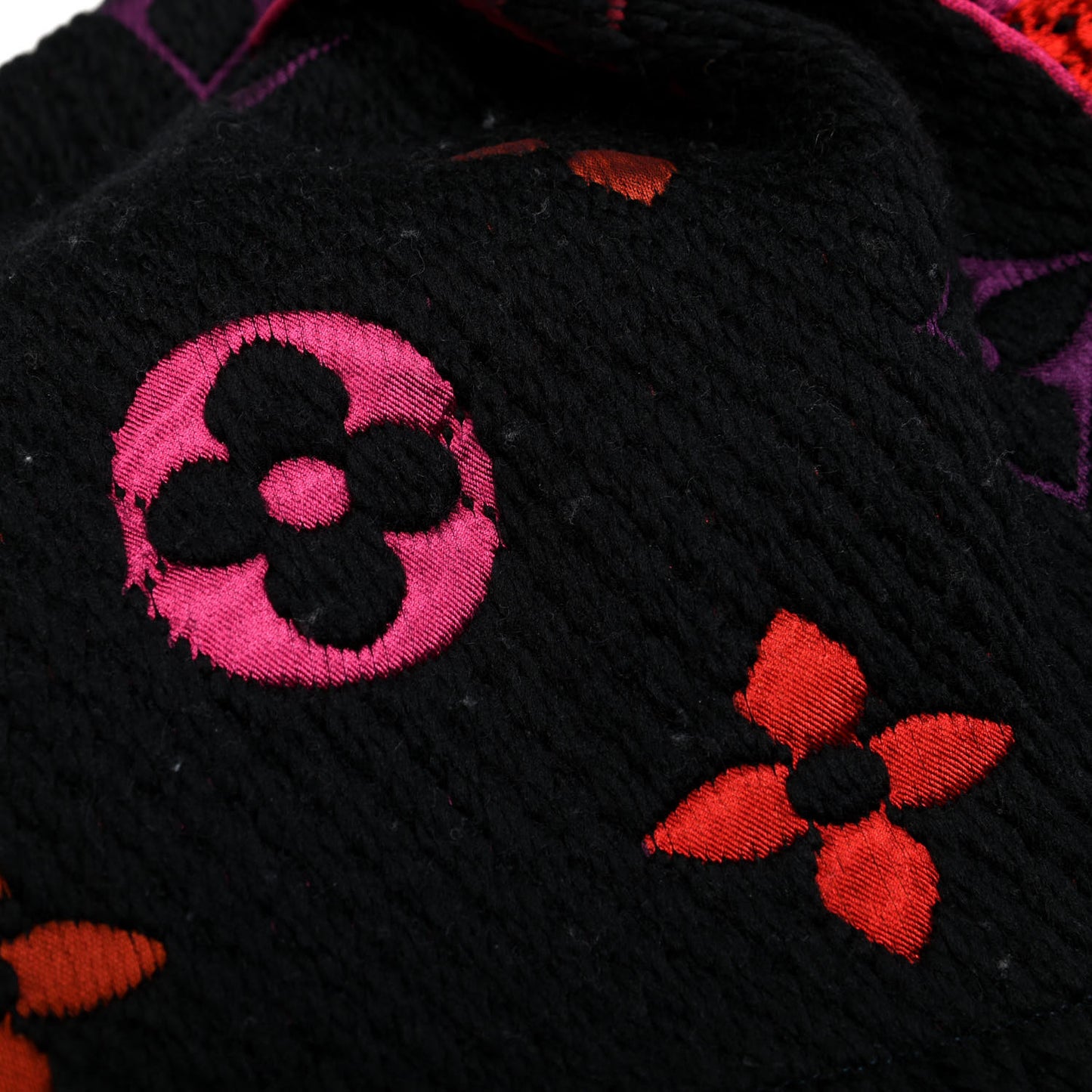 Wool Silk Rainbow Logomania Scarf Black
