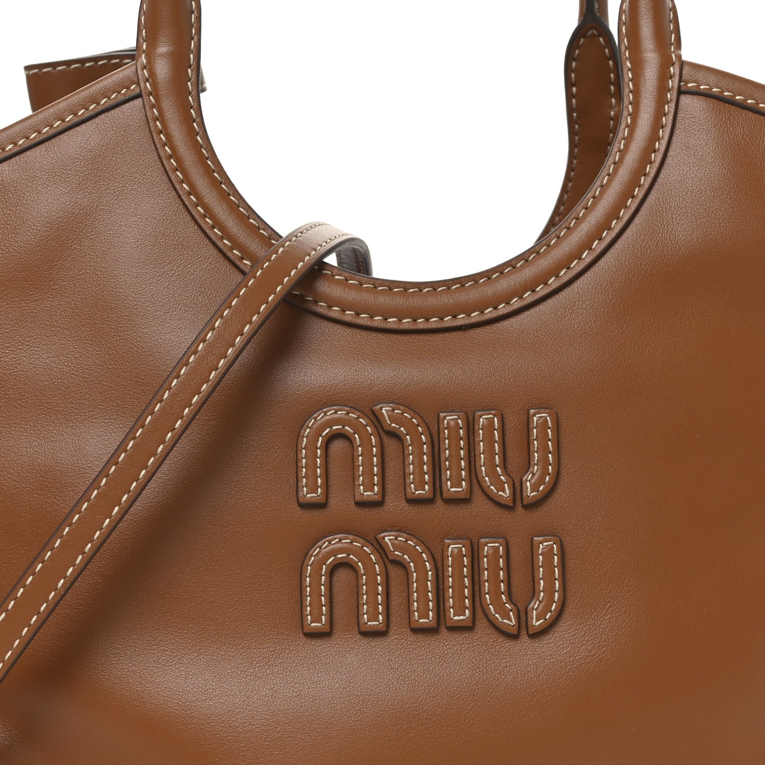 Miu Miu Soft Calf Softy Small Ivy Tote Bag Caramel 7 of 9