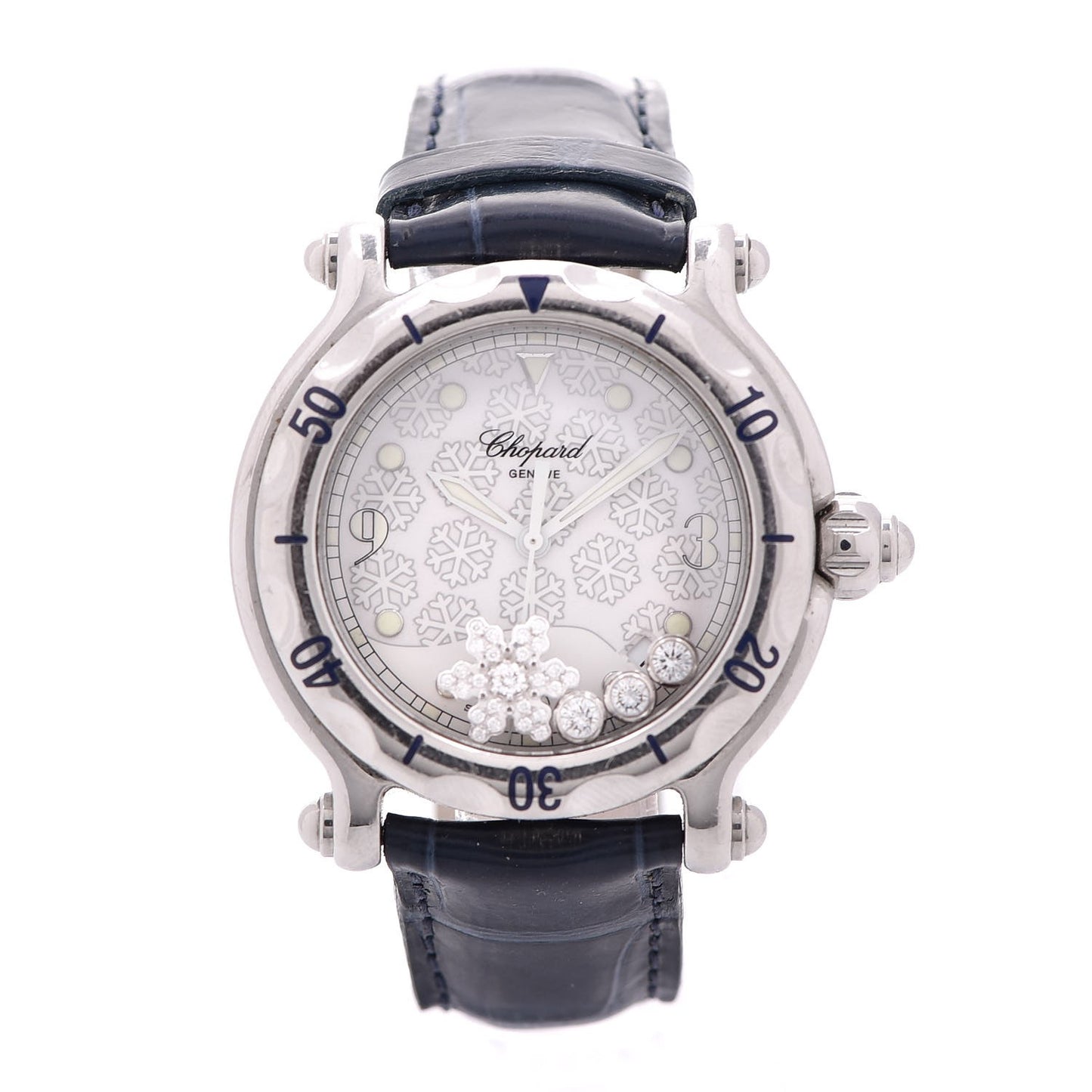 Stainless Steel Alligator Diamond 38mm Happy Sport Snowflake Quartz Watch