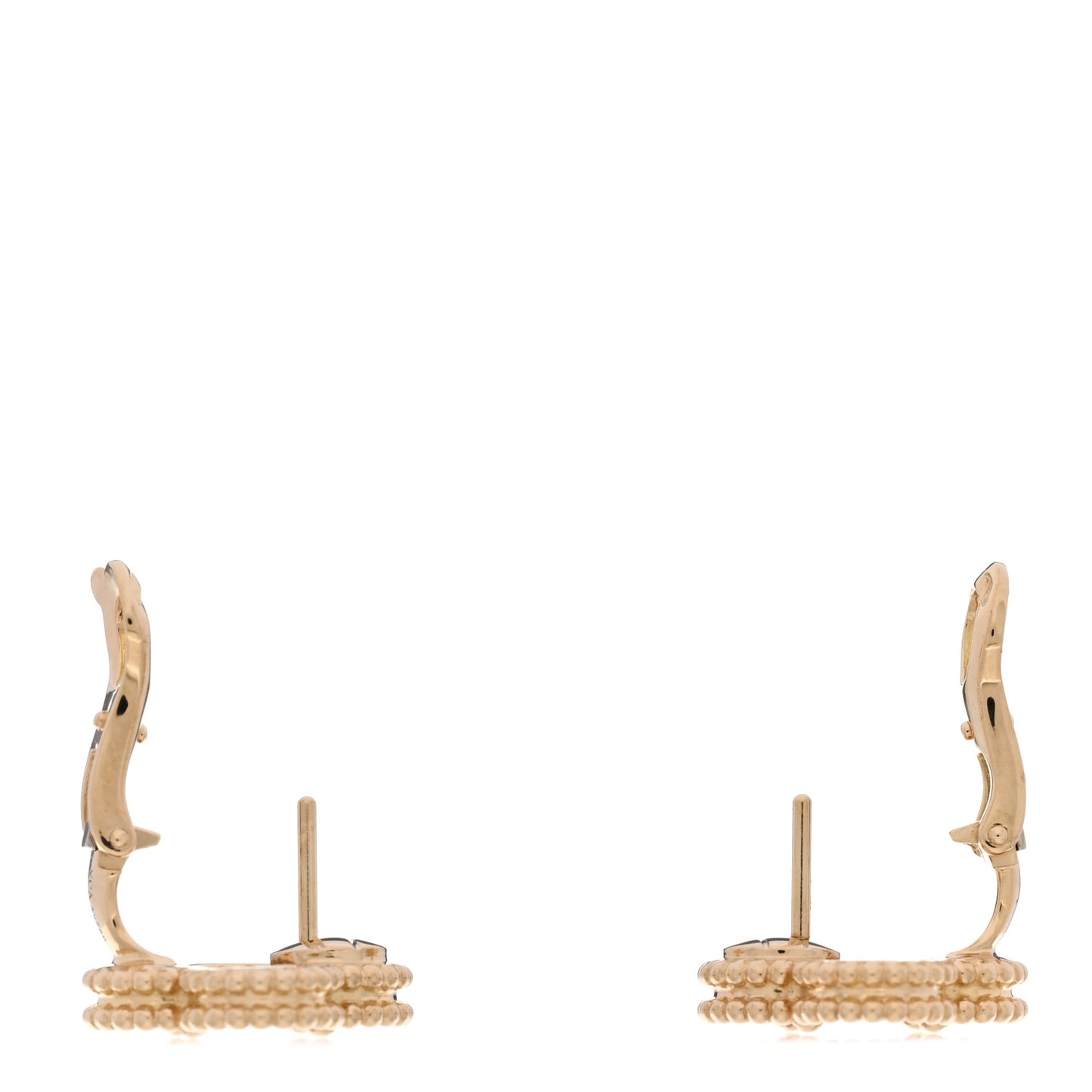 VAN CLEEF & ARPELS 18K Yellow Gold Mother of Pearl Vintage Alhambra Earrings