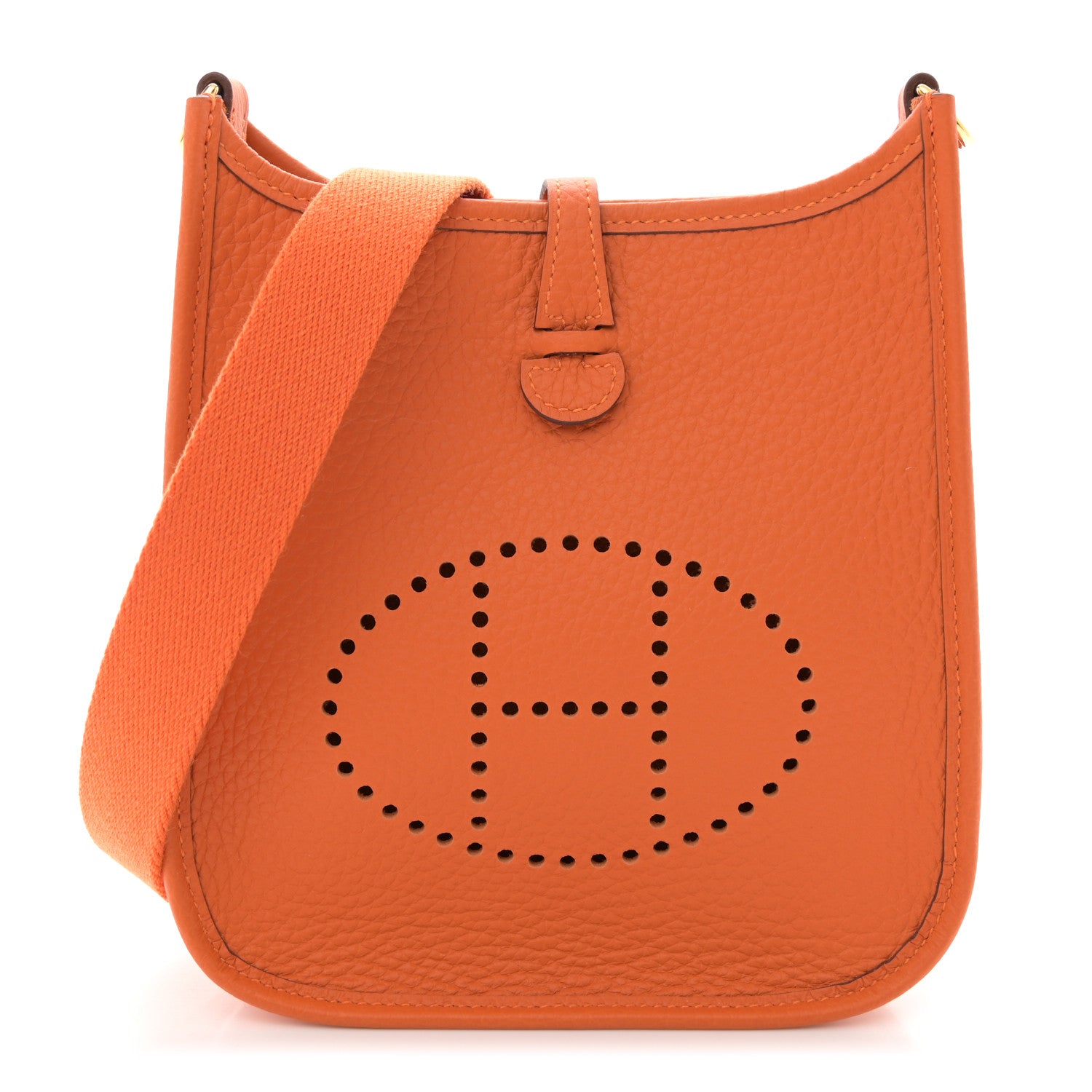 Hermes Taurillon Clemence Evelyne TPM Orange 1 of 11