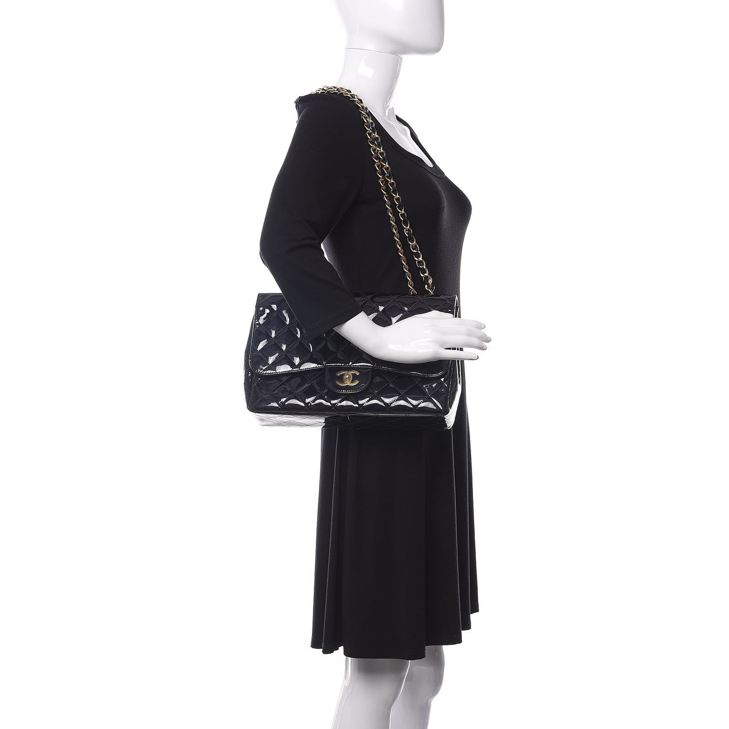 Patent Quilted Mobile Art Jumbo Single Flap Navy