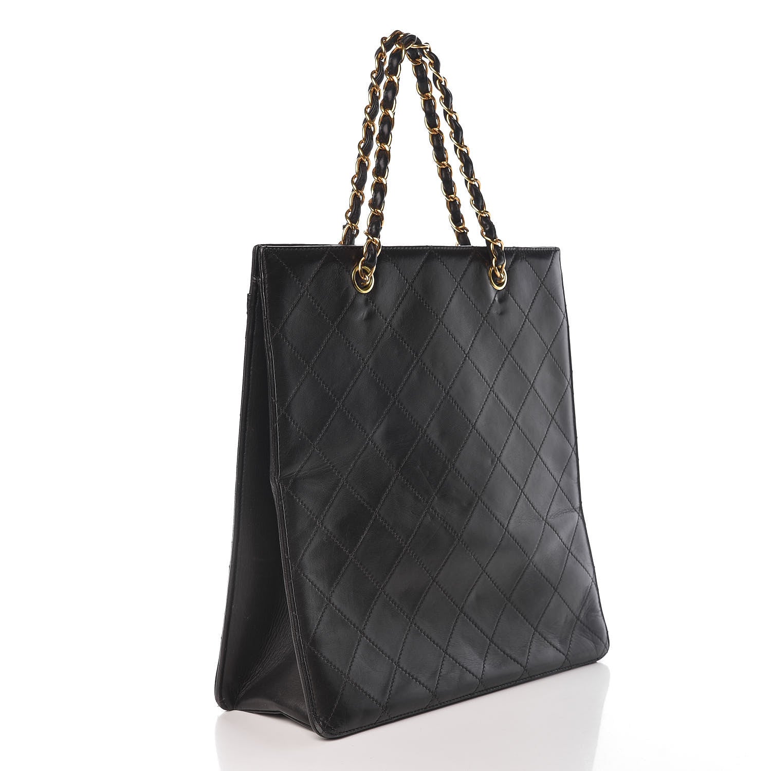 Chanel Lambskin Stitched CC Tote Black 3 of 18