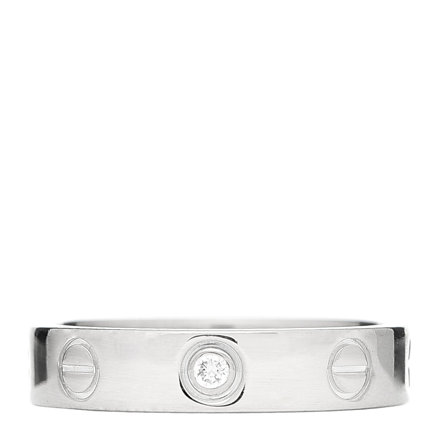 Cartier 18K White Gold Diamond 4mm LOVE Wedding Band Ring 49 4.75 1 of 4