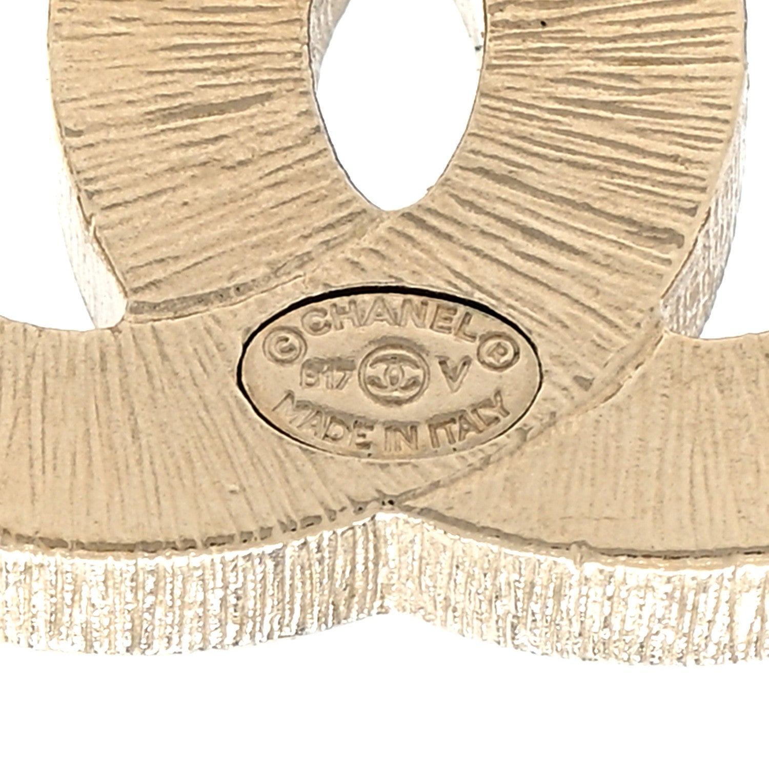 Chanel Metal Quilted CC Earrings Gold White 4 of 4