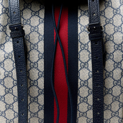 Gucci GG Supreme Monogram Medium Ophidia Double Buckle Backpack Beige Blue Black 8 of 10