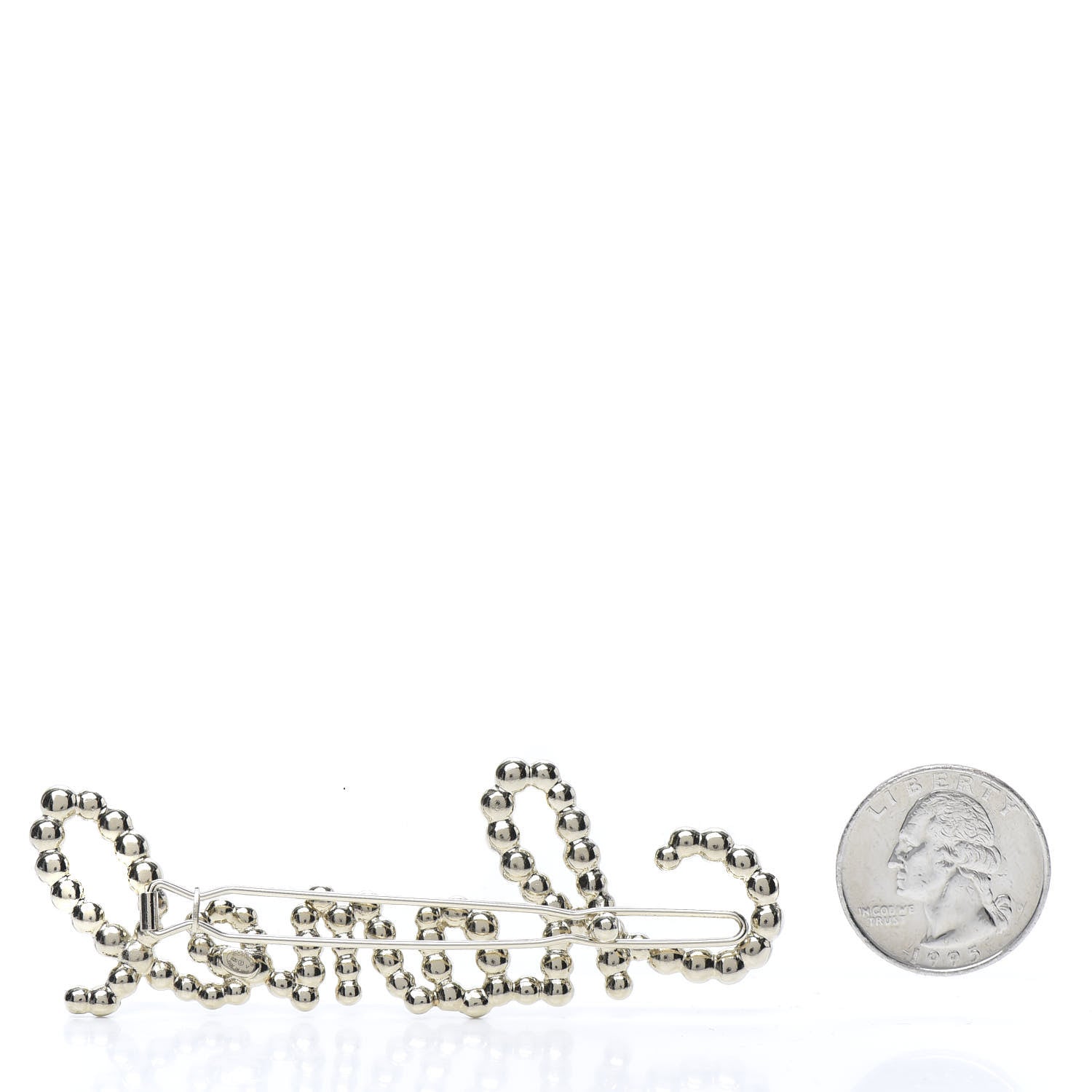 Chanel Metal Glass Swirling Pearls Hair Clip Gold 2 of 4