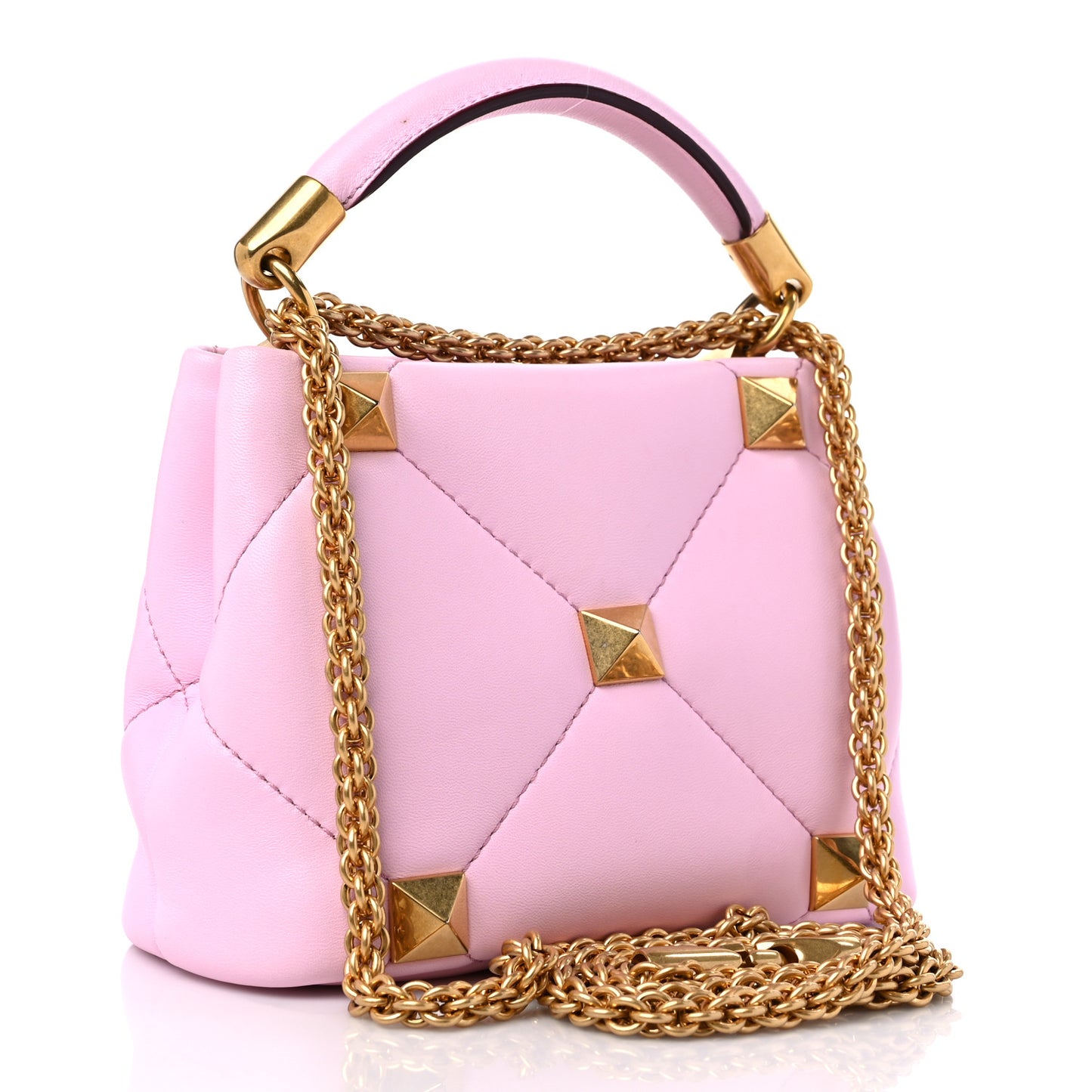 Nappa Mini Roman Stud The Handle Bag Pink Borealis