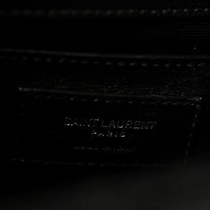 Saint Laurent Grain De Poudre Textured Mixed Matelasse Triquilt Medium Monogram Satchel Black 6 of 13